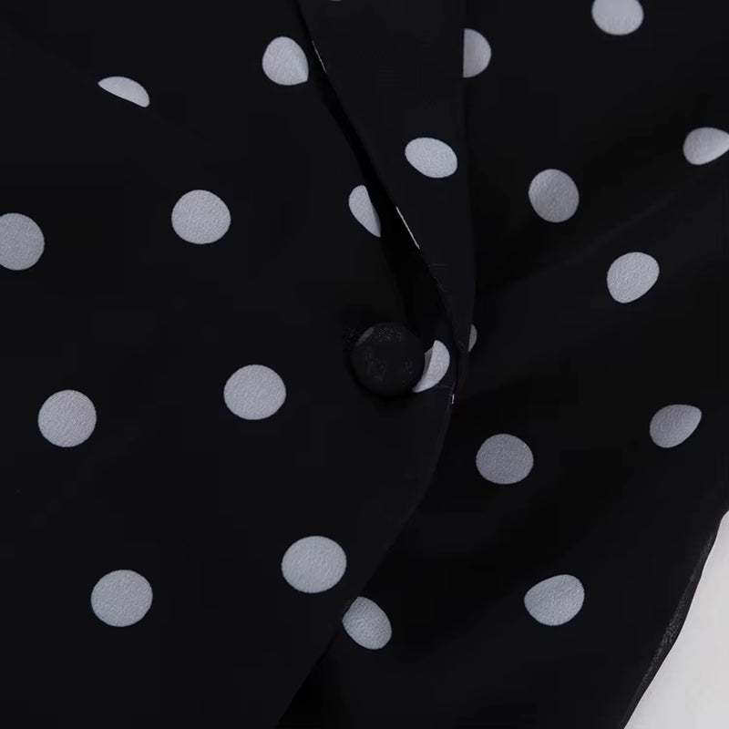 Fashionable Trending Ladies Two Pieces Elegant Chiffon Polka Dot Skirt and Blouse Set 2026 Spring Women Clothes