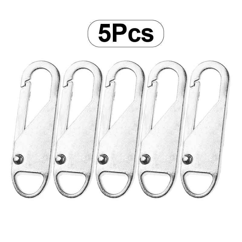 Universal Replacement Zipper Slider Set - 5 Metal Alloy Zipper Pullers for Luggage, Bags, and DIY Craft Sewing Repair