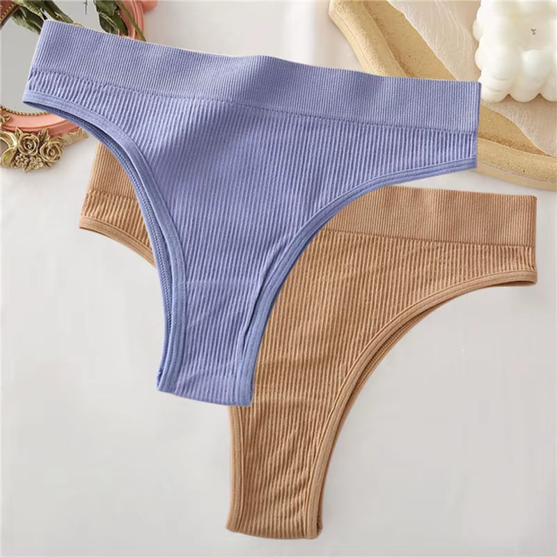 2Pcs/Set Sexy Thong Panties Women'S Underwear G-String Female Underpants Seamless Briefs Intimates Sexy Lingerie T-Back Pantys
