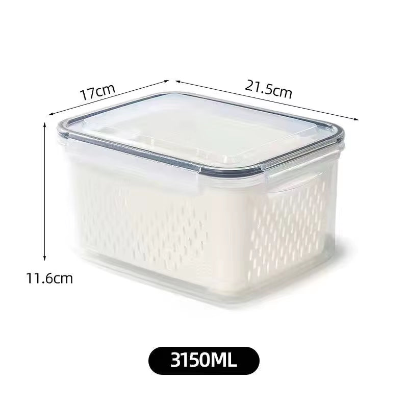 Refrigerator Storage Box Fridge Organizer Fresh Vegetable Fruit Boxes Drain Basket Storage Containers Pantry Kitchen Organizer