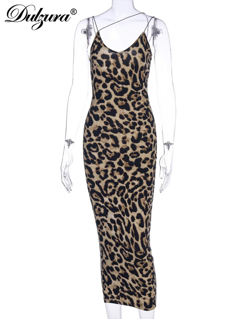 Leopard Snake Print Women Strap Midi Dress Bodycon Sexy Backless Party 2023 Spring Summer Women Clothes Clubwear Outfit