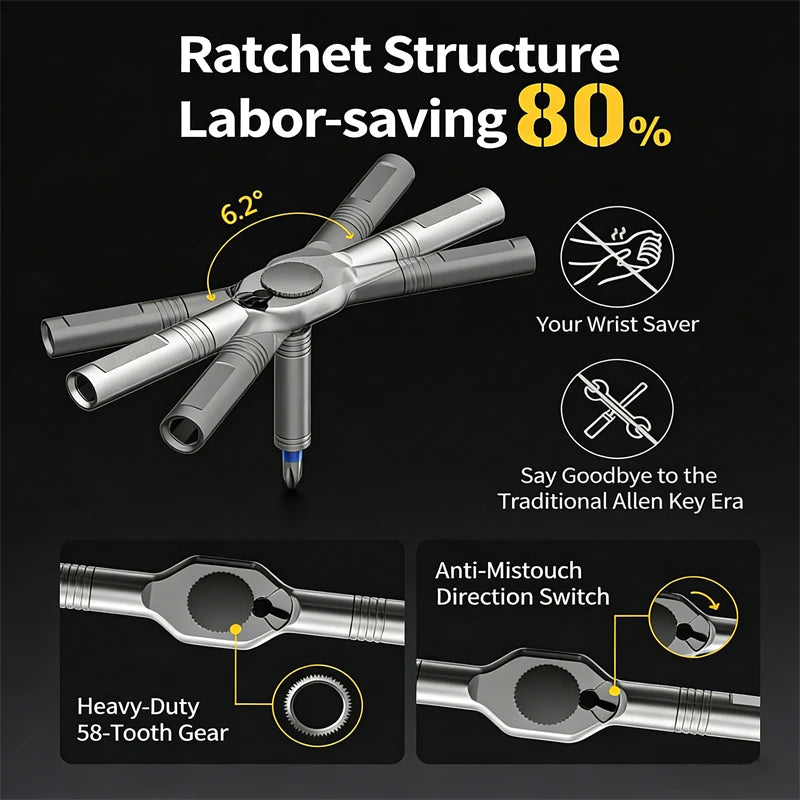 24-in-1 Magnetic Screwdriver Set with Compact Ratchet Handle and Reversible High Torque Drive