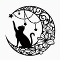 Moon Black Cat Silhouette Wall Hanging Crafts Simple Iron Wall Decoration Art Wall Decoration Garden Living Room Wall Decoration