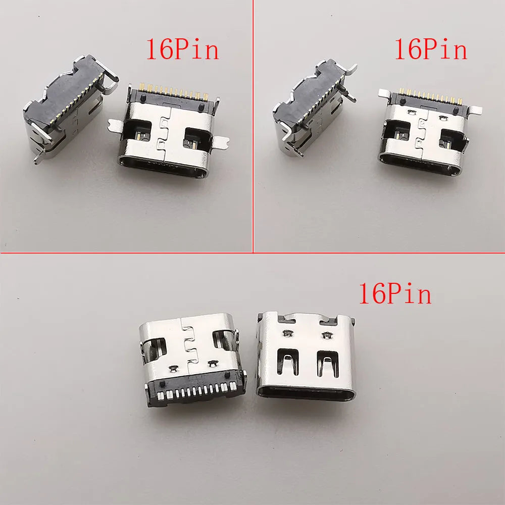 15 Models of Type C USB-C Jack Charging Dock Connectors - Mixed 6-Pin and 16-Pin Type-C Female SMD DIP PCB Soldering DIY Repair Socket