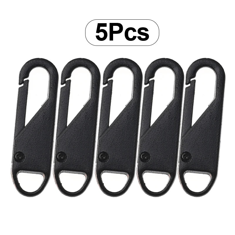 Universal Replacement Zipper Slider Set - 5 Metal Alloy Zipper Pullers for Luggage, Bags, and DIY Craft Sewing Repair