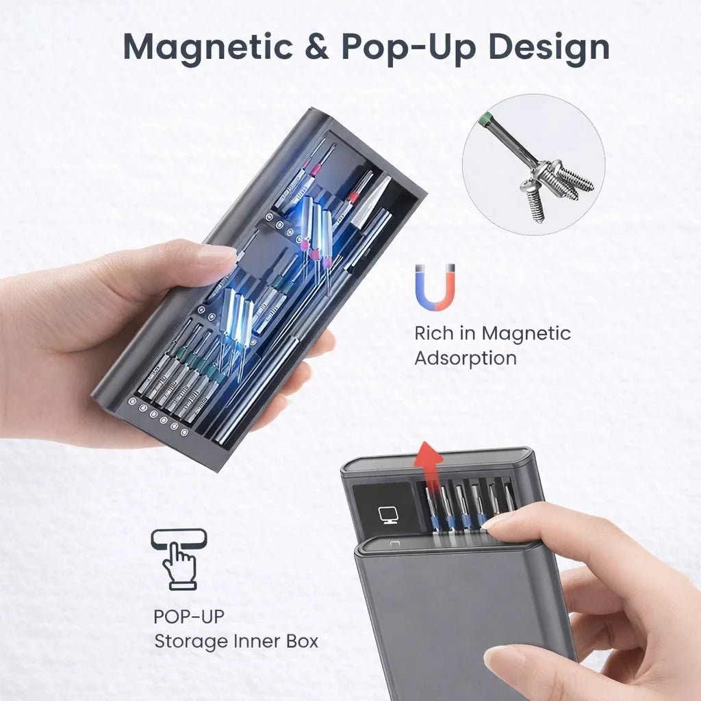 36-in-1 Precision Screwdriver Set with S2 Steel Bits - Magnetic Repair Tool Kit for Phones, Laptops, Cameras, Watches, and Electronics