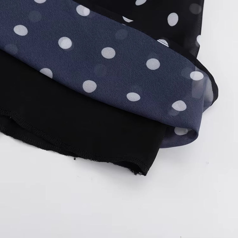 Fashionable Trending Ladies Two Pieces Elegant Chiffon Polka Dot Skirt and Blouse Set 2026 Spring Women Clothes