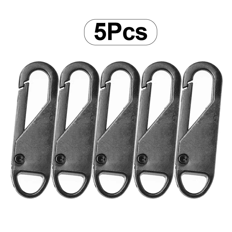 Universal Replacement Zipper Slider Set - 5 Metal Alloy Zipper Pullers for Luggage, Bags, and DIY Craft Sewing Repair