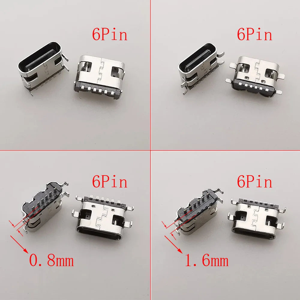 15 Models of Type C USB-C Jack Charging Dock Connectors - Mixed 6-Pin and 16-Pin Type-C Female SMD DIP PCB Soldering DIY Repair Socket