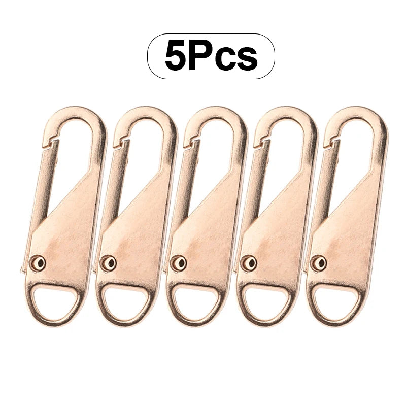 Universal Replacement Zipper Slider Set - 5 Metal Alloy Zipper Pullers for Luggage, Bags, and DIY Craft Sewing Repair